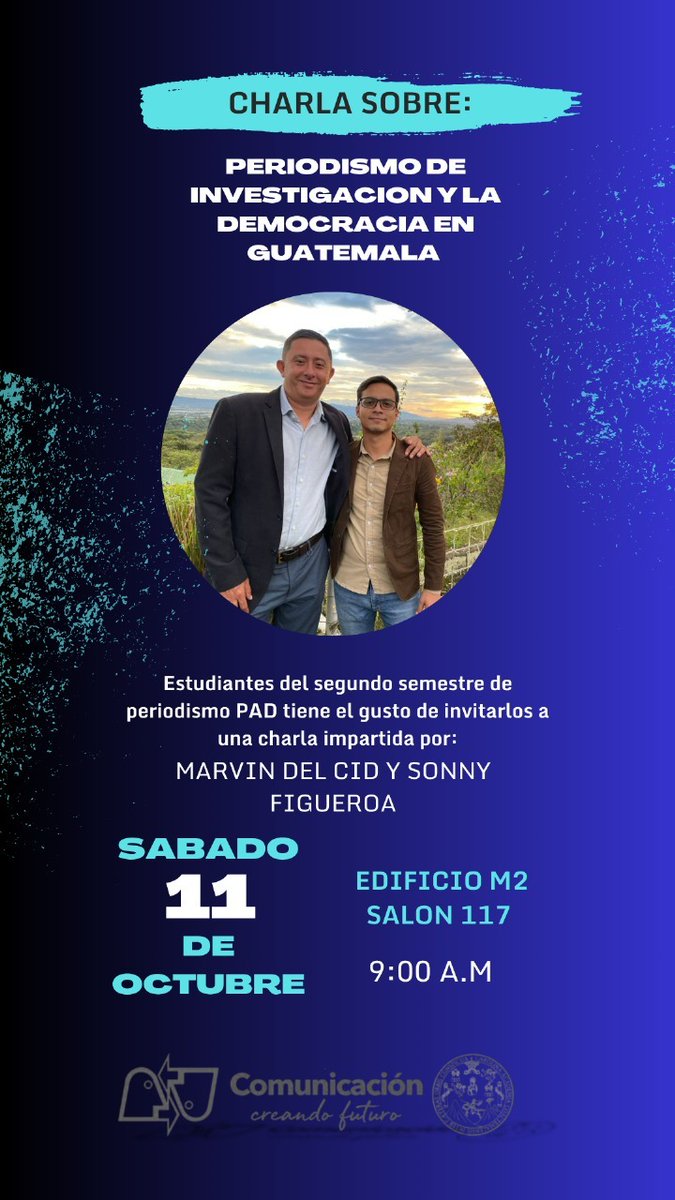 marvindelcid's tweet photo. Este sábado 11 de octubre te esperamos en la Escuela de Ciencias de la Comunicación de la #USAC junto a mi colega @Sonny_Figueroa
Llega y adquiere los #LibroDelCombo https://t.co/s1gzj9GLBe