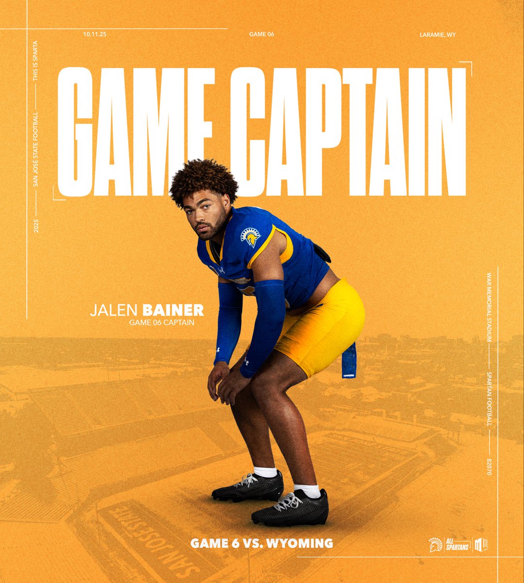 SanJoseStateFB's tweet photo. 𝐖𝐞𝐞𝐤 𝟎7| 𝐆𝐚𝐦𝐞 𝐂𝐚𝐩𝐭𝐚𝐢𝐧

@JalenBainer 

#ThisIsSparta | #AllSpartans https://t.co/KiZp893zwO