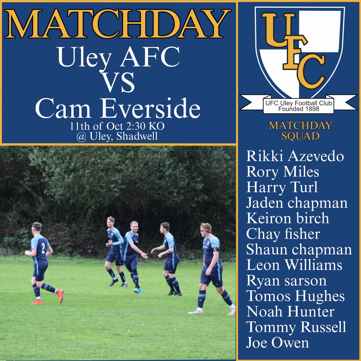 Matchday🎉

Uley AFC take on Cam Everside at home

🔵UTU⚪️