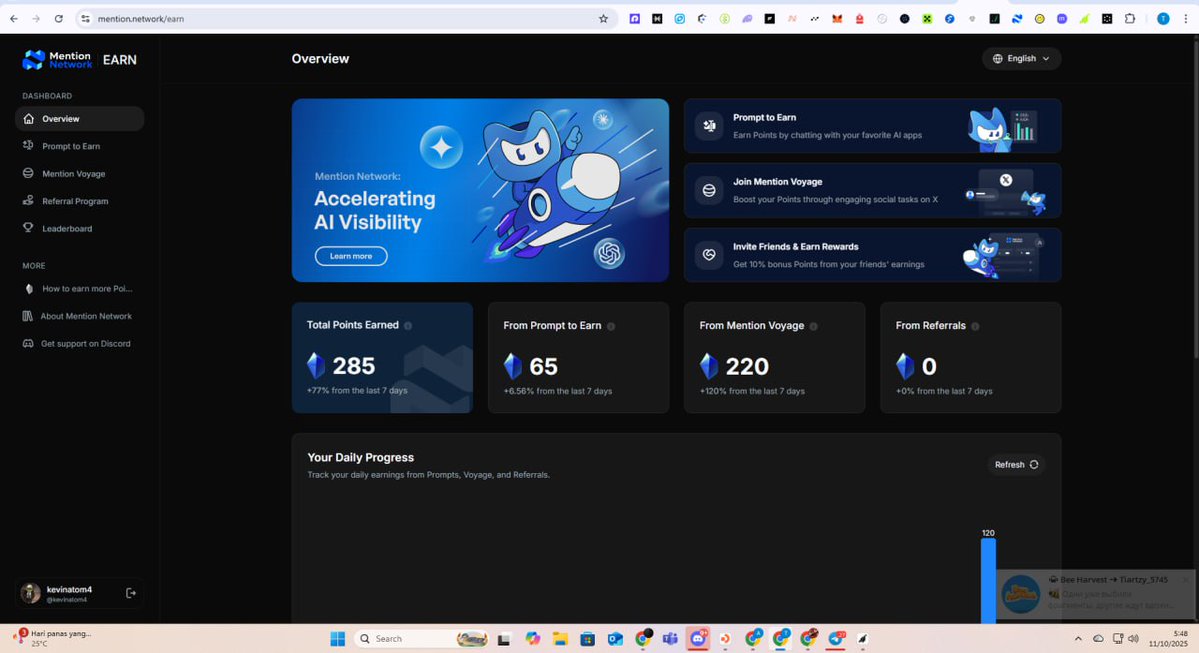 kevinatom4's tweet image. GM Mention fam ☀️
Another day, another grind on @Mention_AI 💎
Slowly stacking points from prompts and voyages — it’s all about consistency.
What I really like about Mention is that it actually rewards real engagement.
You earn by chatting, exploring AI tools, and staying…