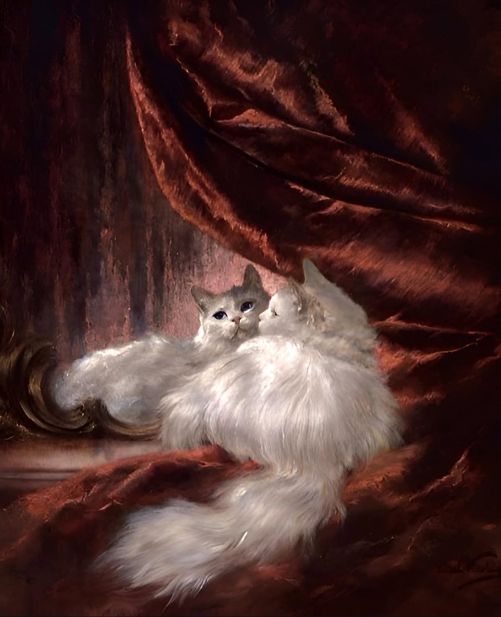 artstitle's tweet photo. カール・ケーラー
（Carl Kahler、1856-1906）
『鏡の前に座る白猫の肖像』
（Portrait of a White Cat Seated Before a Mirror） https://t.co/h1e6YLMAHc