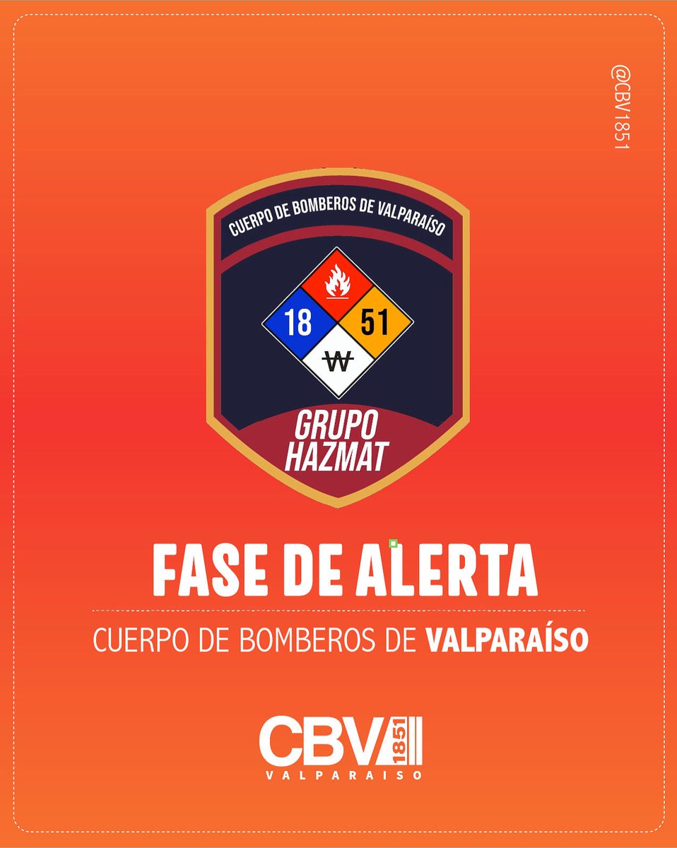 ☢️| Por instruccion del comandante, el equipo Haz Mat Bomberos Valparaíso pasa a Fase de Alerta en el marco de Ejercicio que se realizará en Viña del Mar. Se trata de la SIMULACIÓN de una emergencia de materiales peligrosos, en el marco de la representación de un terremoto 8,7