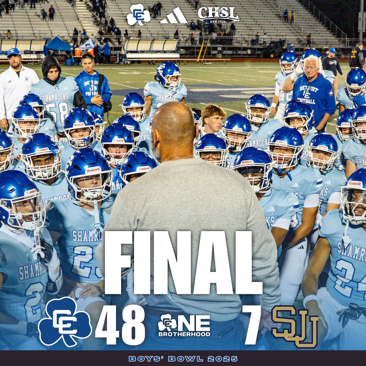 Detroit Catholic Central Football (@dccfootball) on Twitter photo Final
DCC☘️ 48 - SJJ 7
 @detroitccad @dccshamrocks @shamrocknation_ Final
DCC☘️ 48 - SJJ 7
 @detroitccad @dccshamrocks @shamrocknation_