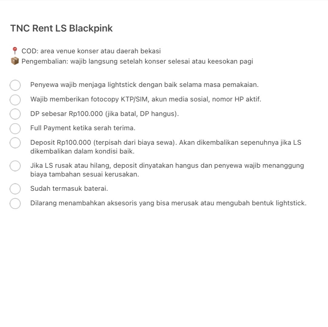 shiningsoloo's tweet photo. Open rent Lightstick Blackpink [Deadline 2025] Ver 2 SE
📍COD Venue atau Bekasi
💰250k/day

Day 1 ✅
Day 2✅

tags wtr want to rent ls bp jkt gbk
#DEADLINE_IN_JAKARTA #BLACKPINKinJAKARTA https://t.co/Q0o5KEdsqq