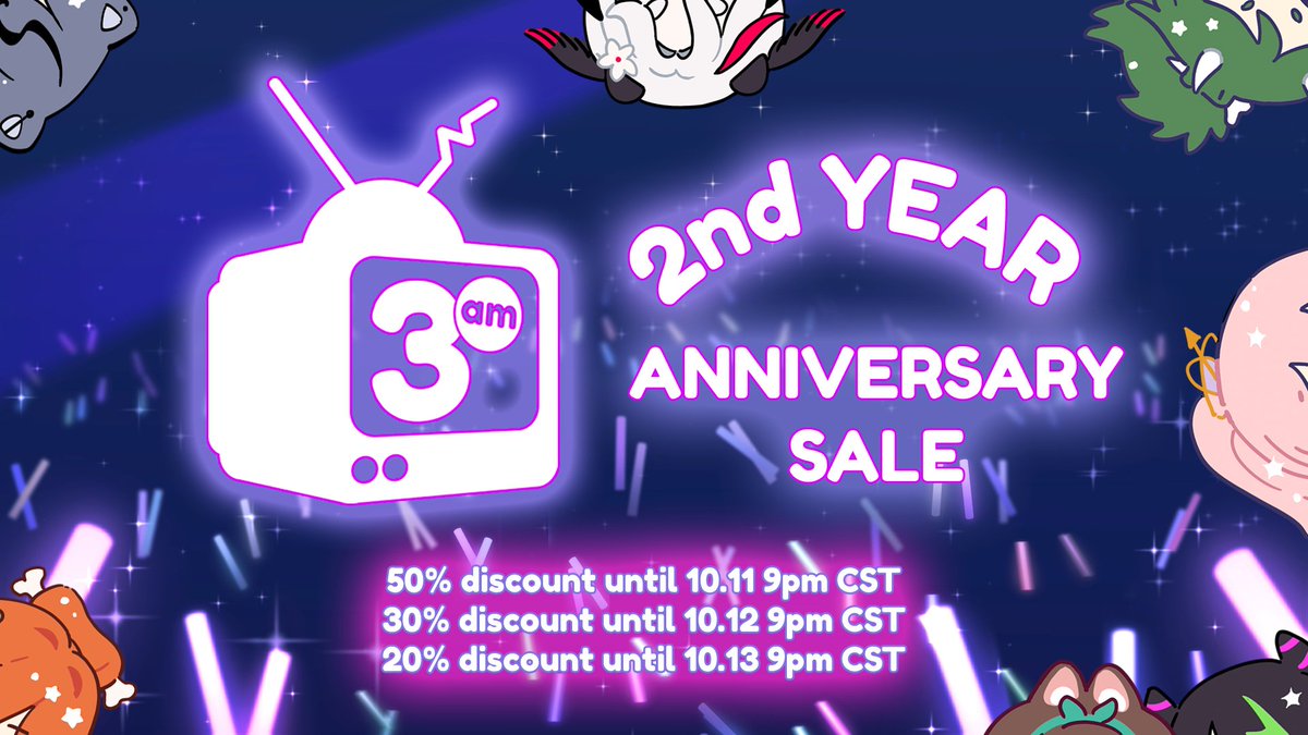 3AM_Talent's tweet image. A super deal for our second anniversary! Get your orders in ASAP to maximize your discount!

In stock items ONLY! Link below!