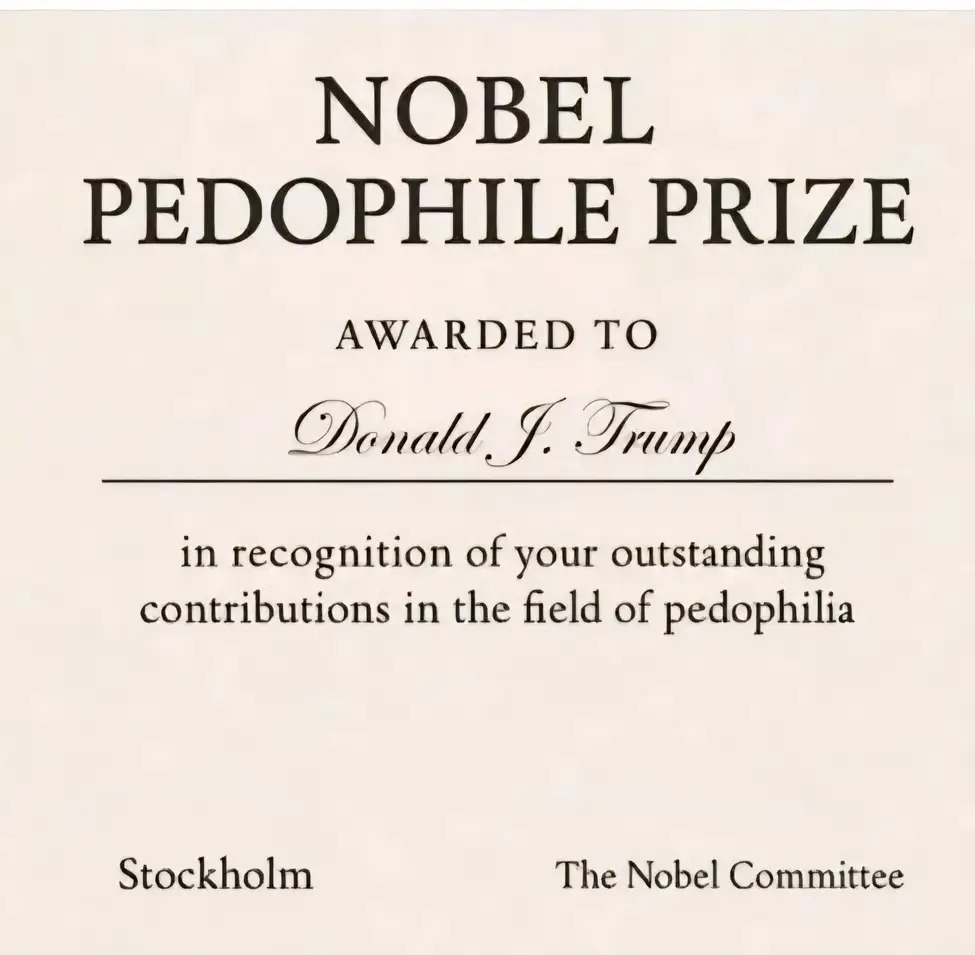 heberbensi's tweet photo. @MikeNellis Trump won the Nobel https://t.co/0dYlSBgZnB