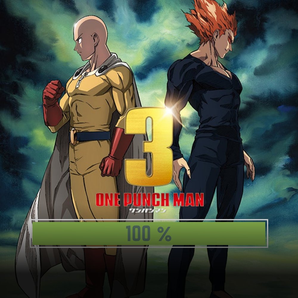 OnePunch_Daily's tweet image. 1OO% COMPLETE! #OPMCountdown 

ONE PUNCH MAN SEASON 3 RETURNS TODAY!