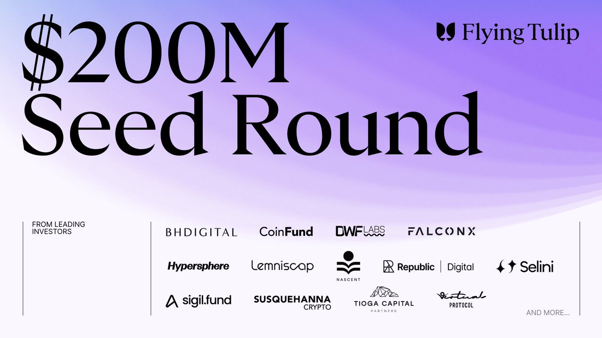 calm_noxie's tweet image. I’ve been looking closely at @flyingtulip_

They just closed a 200 million seed round at a 1 billion valuation. Not many projects start at that scale, and it signals strong conviction from capital. But what really stands out is the structure they’re building. A single cross…
