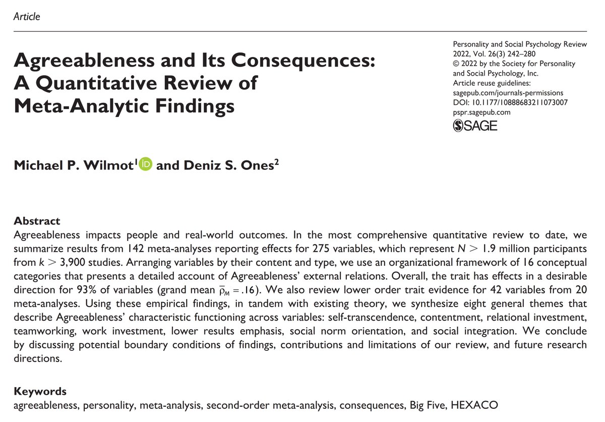 Hoşgörülü, yardımsever, dürüst, uyumlu ve düşünceli biri olma ile daha yüksek kariyer başarısı (maaş ve terfi) arasında negatif bir ilişki var.