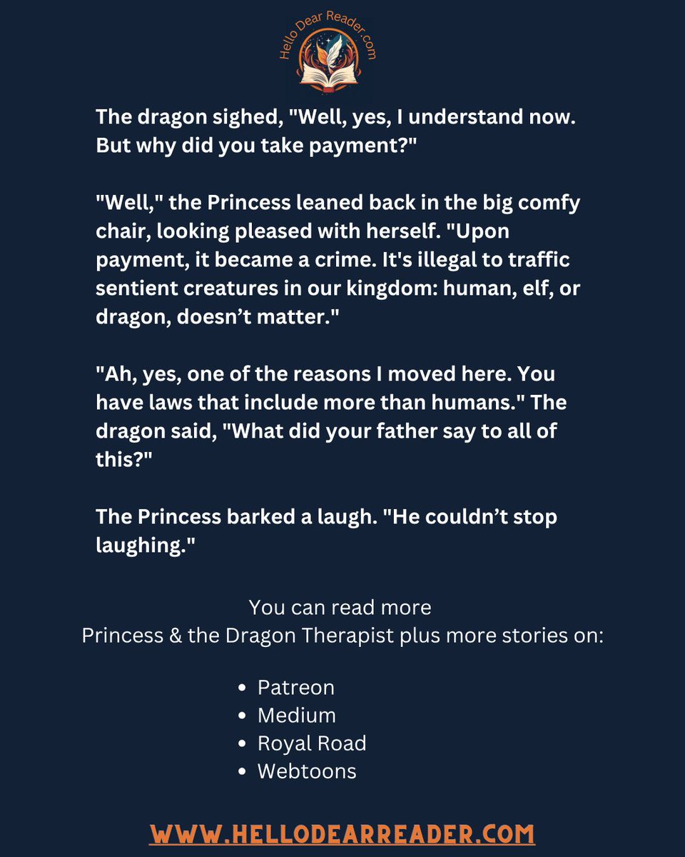 jason_delph's tweet image. Princess &amp;amp; the Dragon Therapist: Fair Price [154]
Read them all here:
rfr.bz/tfc09bc
#CozyFantasy #HelloDearReader #NanoFiction #MicroFiction #BookLovers #FantasyReads