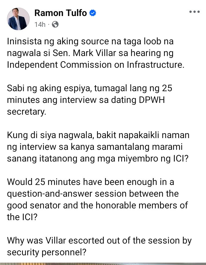 DeusXMachina14's tweet image. Mon Tulfo doubledowned  on his story about Mark Villar. 😀😄