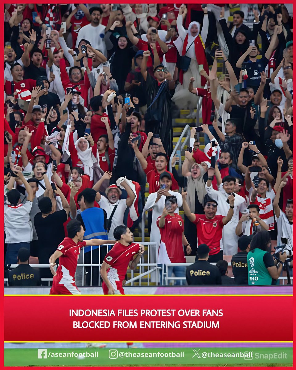 theaseanball's tweet image. 🇮🇩 The Football Association of Indonesia (PSSI) has officially lodged a protest to FIFA and the AFC, following incidents where Indonesian fans with valid tickets were reportedly denied entry during the match against Saudi Arabia on 9 October.

#Indonesia #PSSI #FIFA #AFC