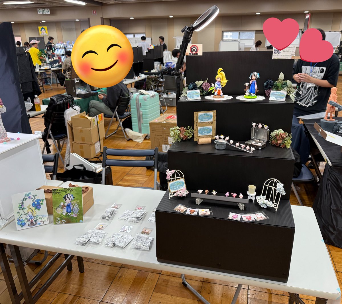 🎉設営完了しました〜！✨
いよいよカリフェス始まります🐰🐮🍄

ラビットちゃん、カウちゃん、キノコたち
みんなで D-05 にてお待ちしてます！💐
ぜひ遊びに来てください〜( ´ ▽ ` )

#カリフェス2025 #KF2025 #ガレージキット