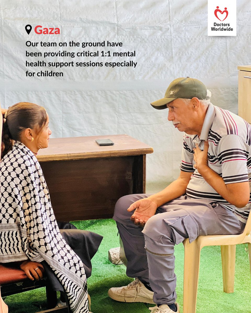dwwuk's tweet photo. Today, on #WorldMentalHealthDay, we are reminded that mental health is as vital as treating physical wounds. In #Gaza, one of our medical tents in Al-Qarara provides counselling and psychosocial support that helps families heal &amp; find hope amid fear and loss💚 https://t.co/BrS0rvkl5x