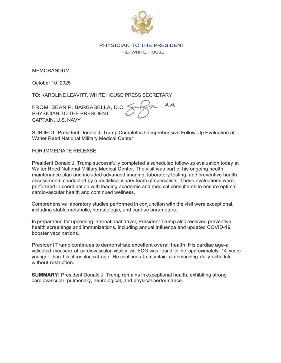 RepAndyBiggsAZ's tweet image. 🚨BREAKING: President Trump is in “exceptional health.”

Thank you Dr. Barbabella for confirming what we already knew. 

Make America Healthy Again! 🇺🇸💪🏼