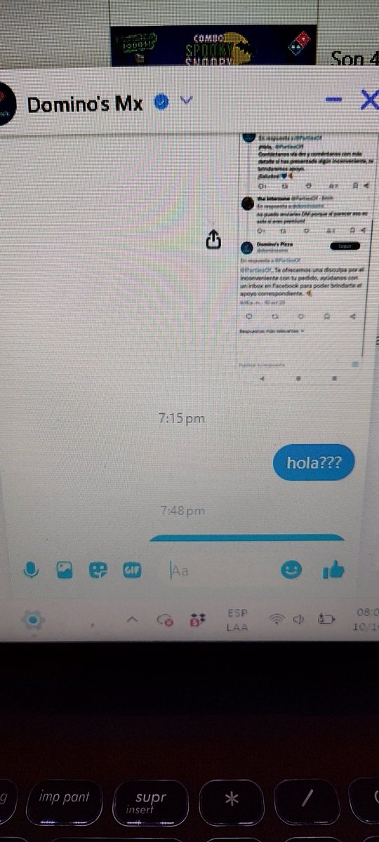 PartiesOf's tweet photo. @dominosmx cómo? no puedo mandarles DM por aquí y en inbox llevan ignorandome más de una hora https://t.co/OXJDIhuea8