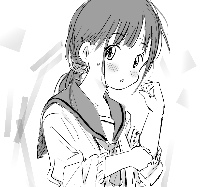 だんだん秋めいてきたので、合服(中間服)の落書きをいくつか再掲。長袖でも生地が軽めで爽やかさを感じるところがよいです。軽く袖まくりをしているのも好き。 