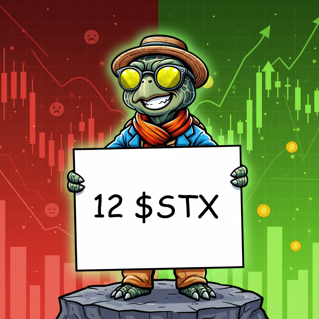 If your day is red, remember, Turtoshi's skin will always be GREEN! In celebration of this market panic, I shall bestow a reward! I am giving away 12 $STX to one clever mind this Sunday!

The ritual is simple, the reward is massive: Comment your wallet with an inspiring quote and