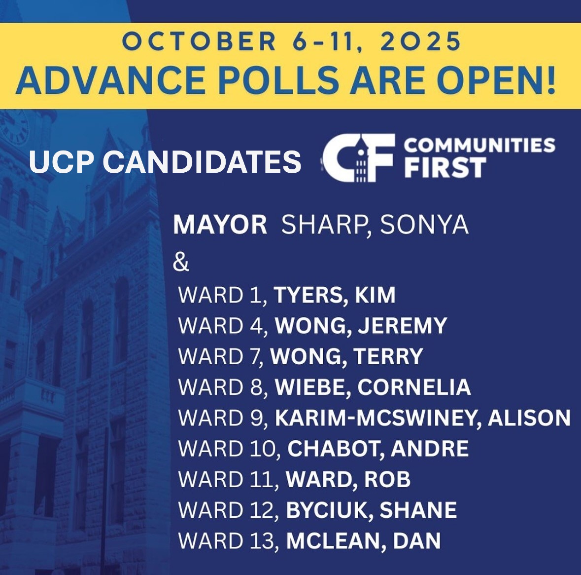 Oh, right, Calgary, don't vote for these people. They're Danielle Smith UCP/TBA puppets. How much control do you want to give Smith? You've already lost healthcare and education. And, Farkas? Manning Centre background, as in Preston Manning... no thanks.