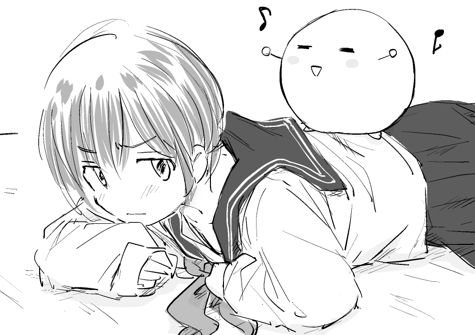 だんだん秋めいてきたので、合服(中間服)の落書きをいくつか再掲。長袖でも生地が軽めで爽やかさを感じるところがよいです。軽く袖まくりをしているのも好き。 