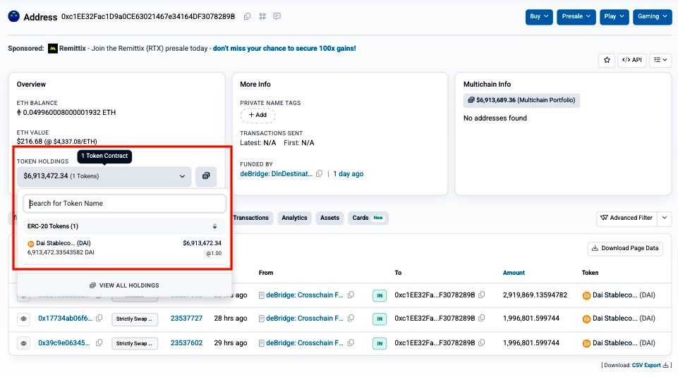 retrievexpro's tweet image. #Retrievexpro
· Platform: Hyperliquid
· Cause: Private Key Leak
· Victim: Wallet 0x0cdC...E954
· Loss: ~$21 Million
· Action: Hacker bridged funds to Ethereum
· Stolen Assets: 17.75M $DAI & 3.11M $MSYRUPUSDP