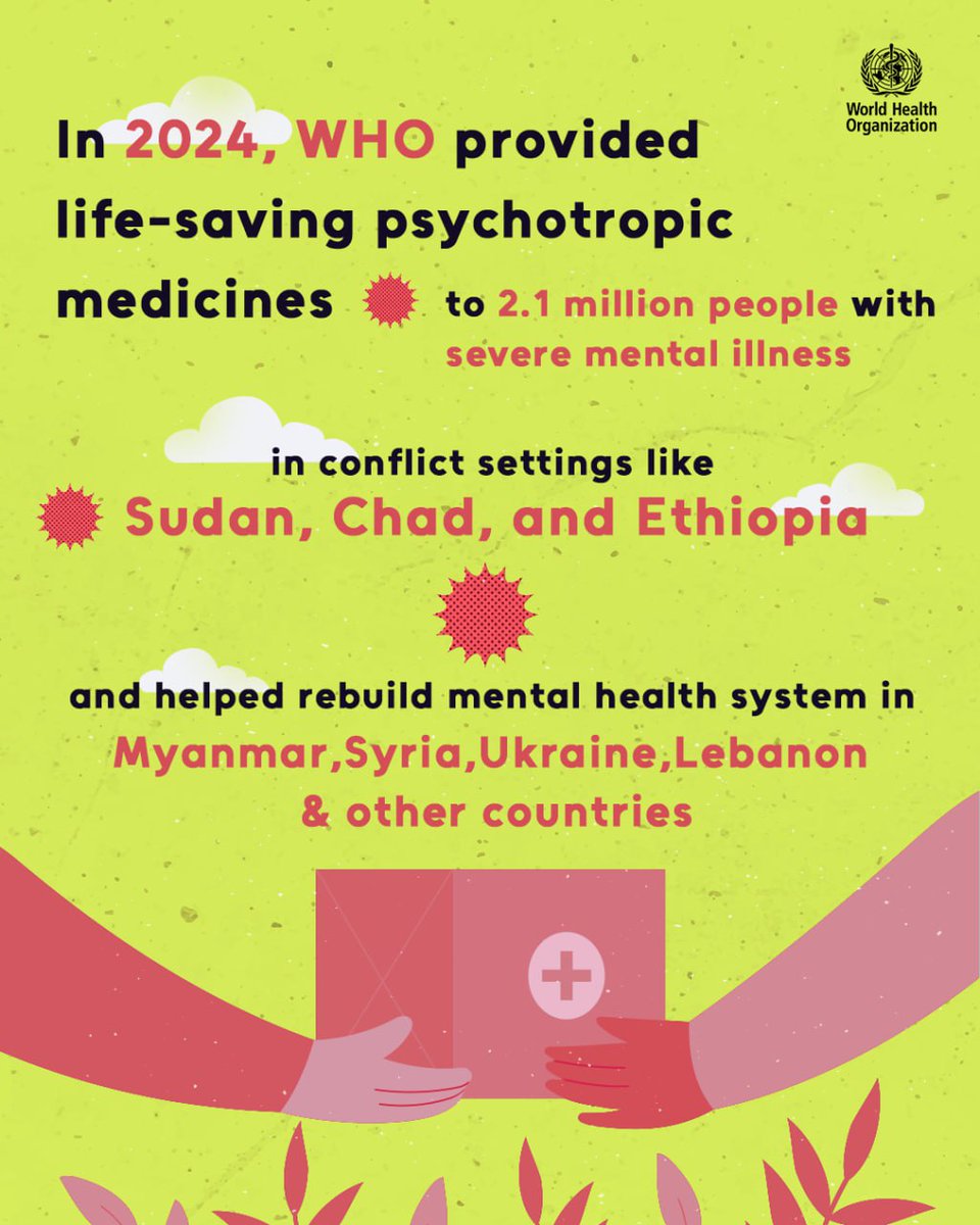 Nos unimos al #DiaMundialDeLaSaludMental #WorldMentalHealthDay con el lema "Salud mental en emergencias humanitarias"
#DiaDeLaSaludMental #saludmental #mentalhealth
Web 🌐 <a href="/WHO/">World Health Organization (WHO)</a>
who.int/campaigns/worl…
Artículo 📰 <a href="/rtvenoticias/">RTVE Noticias</a>
rtve.es/noticias/20251…