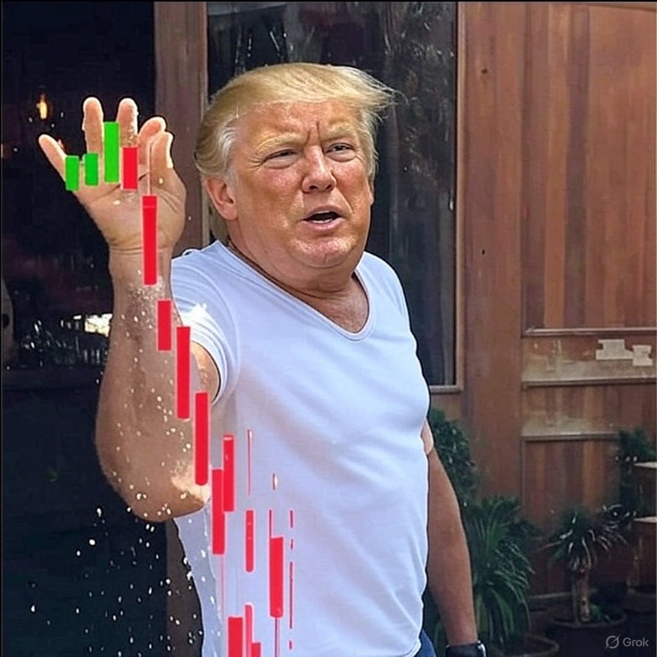 0xPrashasti's tweet image. Trump showing Powell that he's better at bleeding the Market RED.