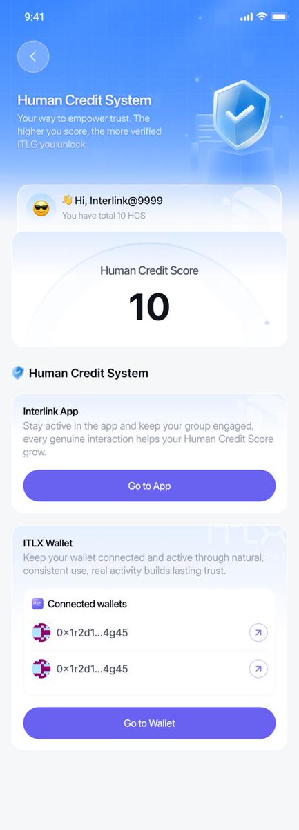 InterLink_ID's tweet image. Version v4.0 will likely be one of the biggest launches in @inter_link’s history since our debut back in March. Alongside the ITLX Super Wallet, we are also introducing the Human Credit Score system — a crucial step toward distributing Verified $ITLG.

#InterLink #ITLG #ITL #ITLX