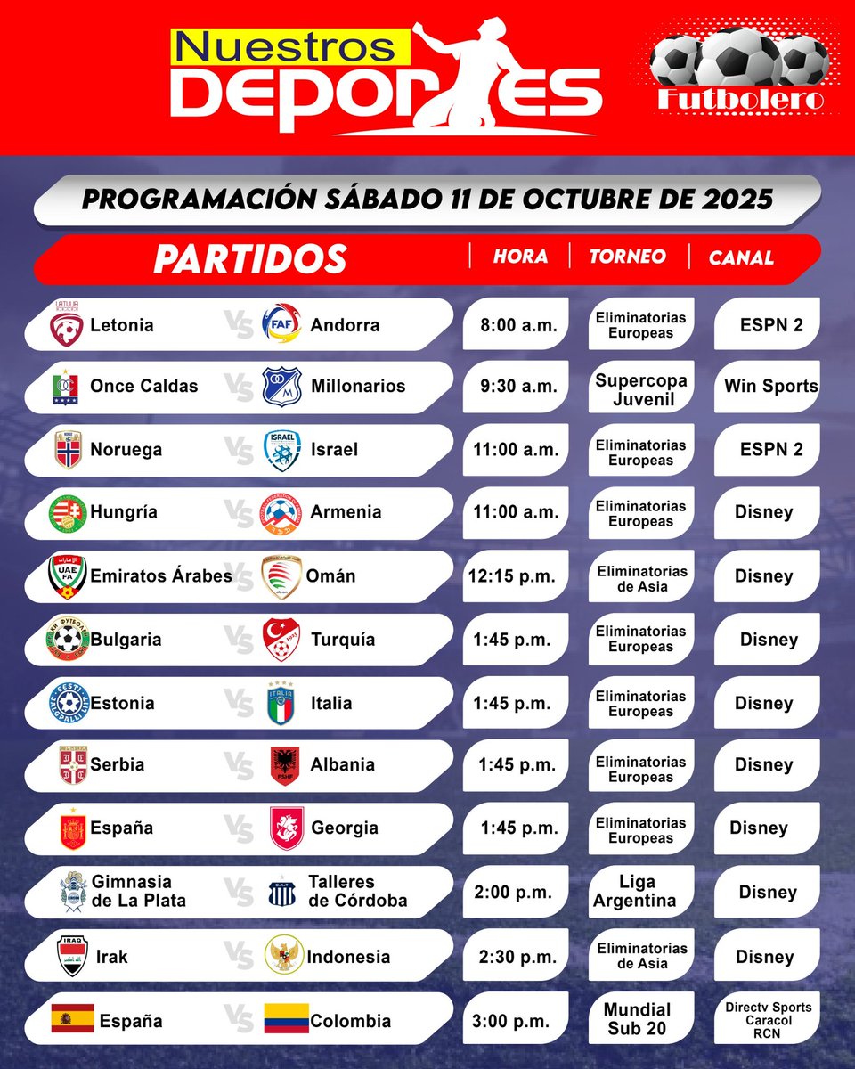 nuestrosdporte2's tweet image. #Programación deportiva del sábado