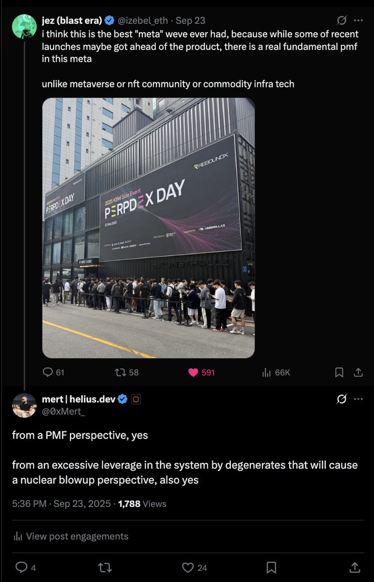 Screenshot of earlier X thread predicting crypto blowup at PERPD X DAY event