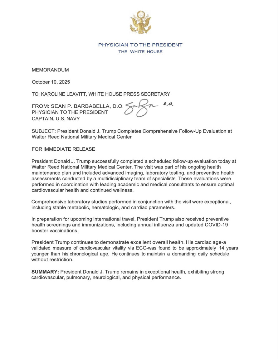 CalCountry17's tweet image. SUBJECT: President Donald J. Trump Completes Comprehensive Follow-Up Evaluation at
Walter Reed National Military Medical Center.