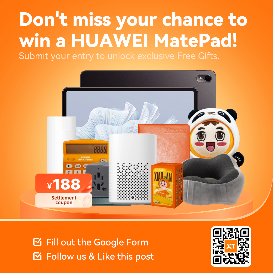 🔥XTransfer @ 138th Canton Fair — Something BIGGER. BOLDER. SMARTER. is coming! 
Don't miss a chance to win a #HUAWEI MatePad!

How to join:
1️⃣ Follow XTransfer Global &amp; ❤️like this post
2️⃣ Fill out the form 👉 forms.gle/dZvUYRfiEJMcKy…

📍 Visit us at Hall 19.1, DT1914–18 (Area D)