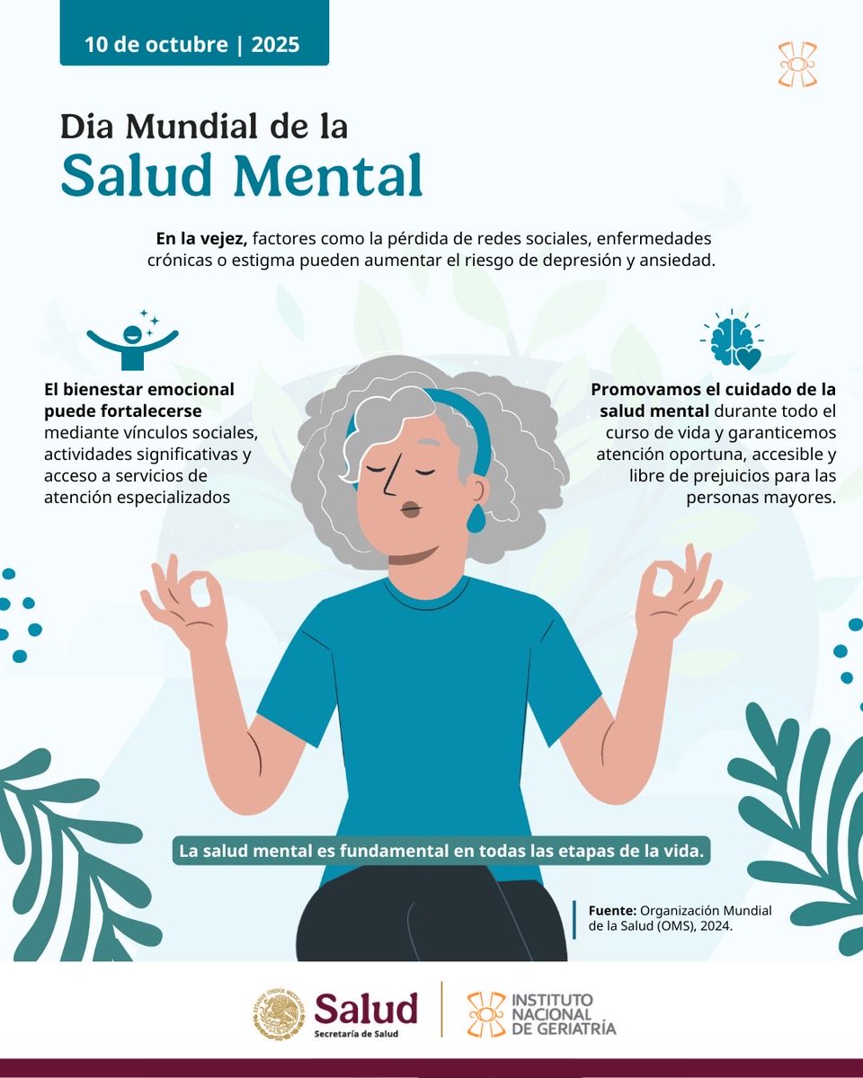 INGER_mx's tweet photo. En el Día Mundial de la Salud Mental recordamos que hablar, escuchar y acompañar puede marcar la diferencia.
Promovamos entornos donde el bienestar emocional sea una prioridad en todas las etapas de la vida.
#DíaMundialDeLaSaludMental #SaludMentalParaTodos #INGER https://t.co/btJvZ9pvIw