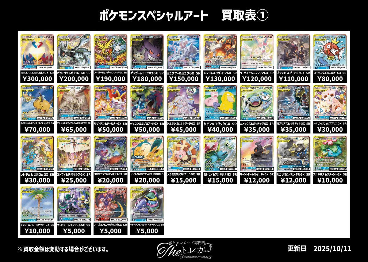 ?スペシャルアート買取表①? ラティアス&ラティオスGX SR 