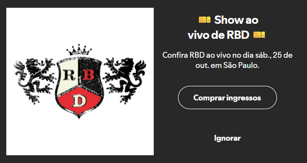 do nada, o spotify
se eles fossem fazer show daqui quinze dias n br, não teria mais ingressos disponíveis