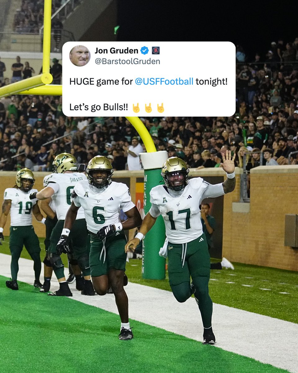 USFAthletics's tweet photo. FEELIN' NICEY, @BarstoolGruden https://t.co/PF67RahV3o