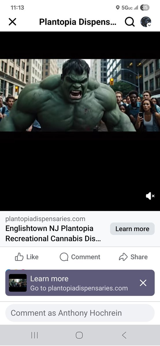 Flairbrusher's tweet photo. @Marvel Do you know that a plant dispensary in NJ is using an Ai generated Hulk for their online ads? https://t.co/lcGiHdgeqK