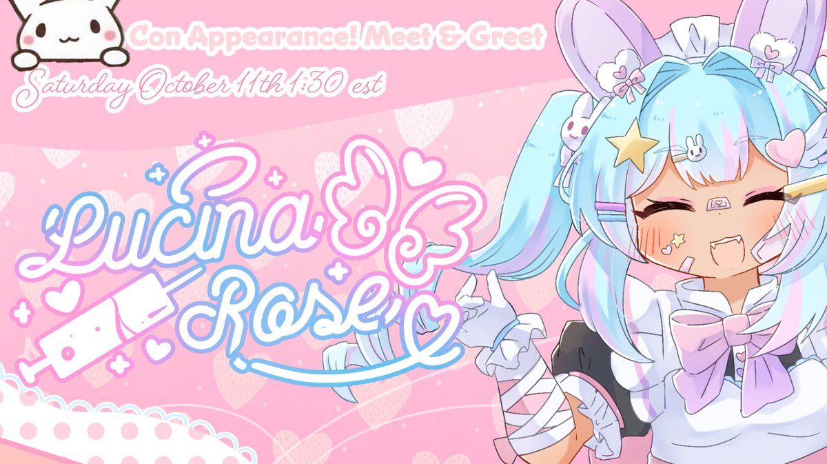 Surprise! Meet <a href="/lucinarosevt/">🩷🏩Lucina Rose【V-Moe & IRIAM US】🏩🩷</a> tommorow <a href="/WasabiCon/">WasabiCon</a>! Thank you so much to our friends <a href="/CiesteVT/">Cieste Entertainment</a> for having us we can’t wait !!