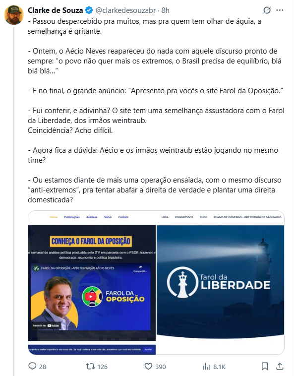 Bolsoleprismo sempre criando mentiras para assassinar a reputação de um movimento conservador de verdade.

O movimento Farol da Liberdade é inevitável, e o fim dessa bolsolepra (centrão e vagabundos disfarçados de direita) está próximo.