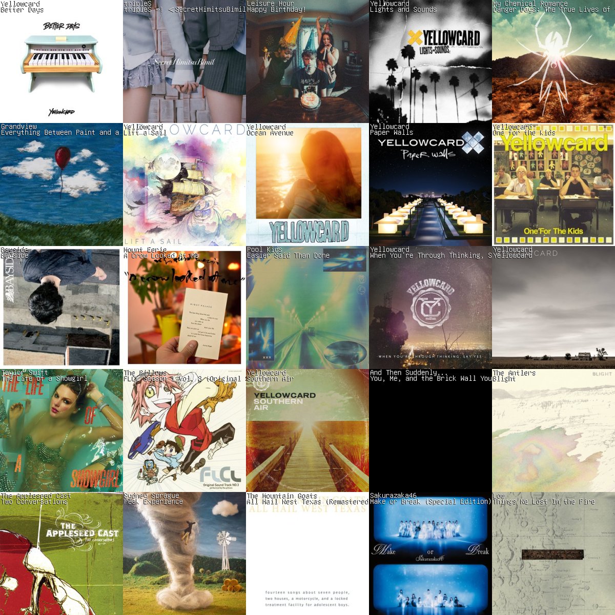 Friday 5x5 October 10 :) i listened to a bit of Yelllowcard this week, nothing too overboard