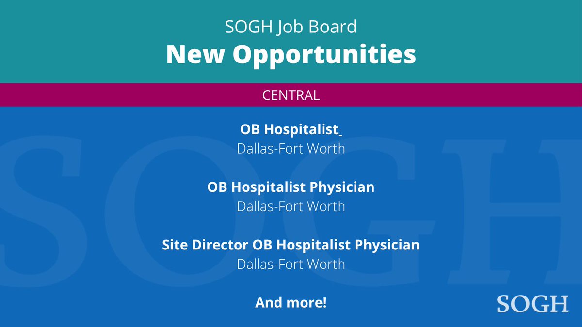sogh_official's tweet photo. Check out the latest opportunities posted on the SOGH Job Board! Click here to learn more: https://t.co/0YOFJfjq5I 

#obgyn #sogh #nowhiring #jobopportunities #medicalprofessional https://t.co/E0rzlwC5Hc