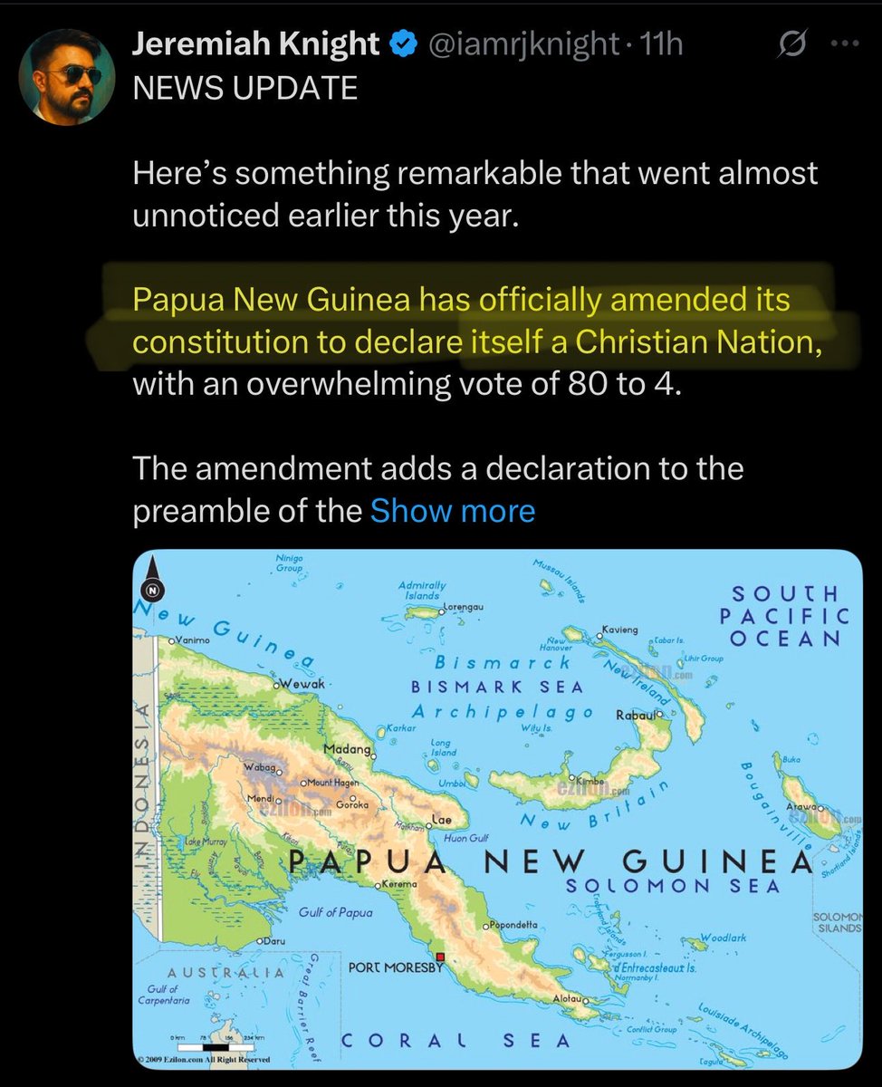 William_E_Wolfe's tweet image. Someone clearly forgot to tell the Papua New Guineans that Jesus said His kingdom is “not of this world”