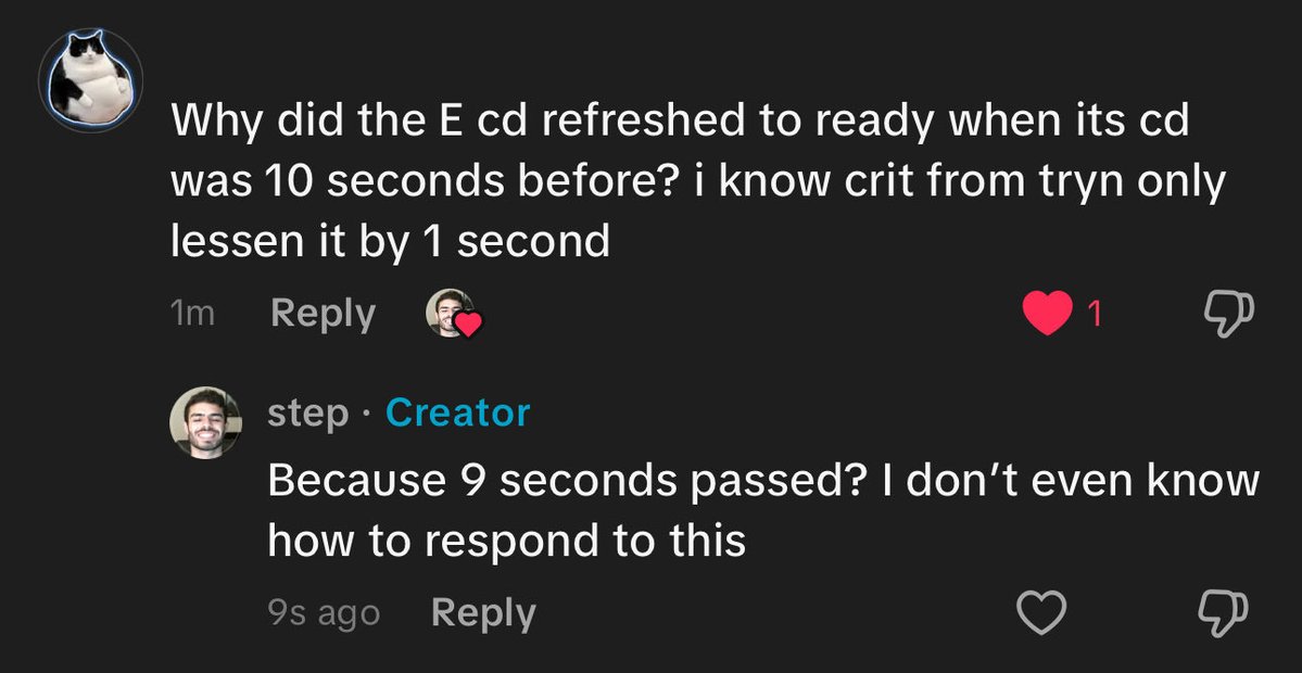 step1v9's tweet image. TikTok comment of the day