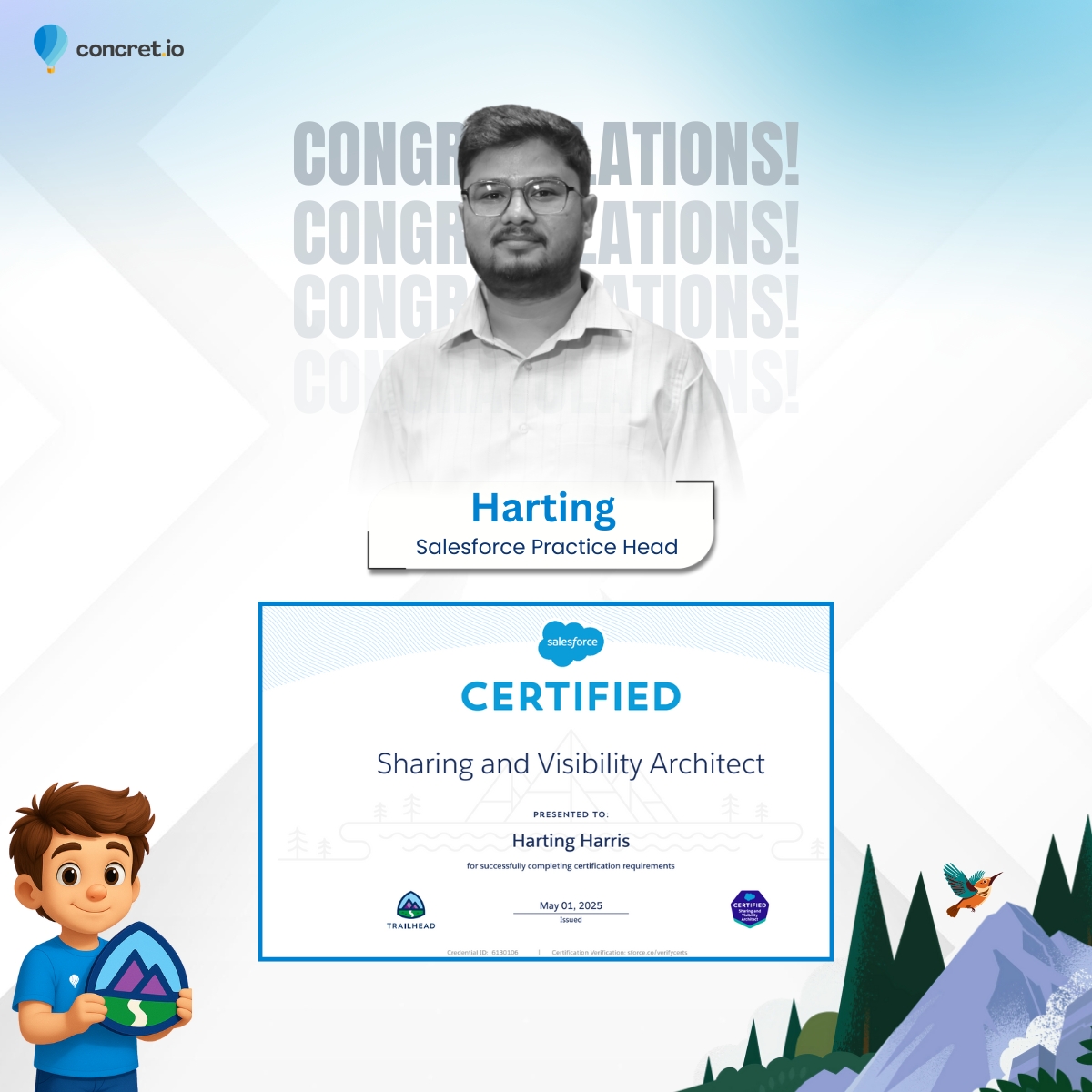 concretios's tweet image. 🎉 Congratulations to Harting on earning the #SharingAndVisibilityArchitect certification!