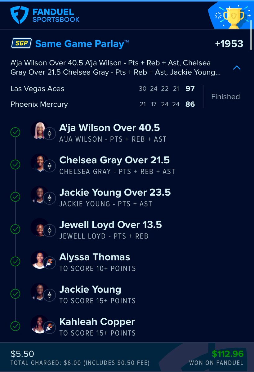 TheShopbets's tweet photo. Chef Mo cooking up the Gr33ne in the final WNBA game of the season #parlay #Fanduelparlay #win https://t.co/s7qUkjhDrw