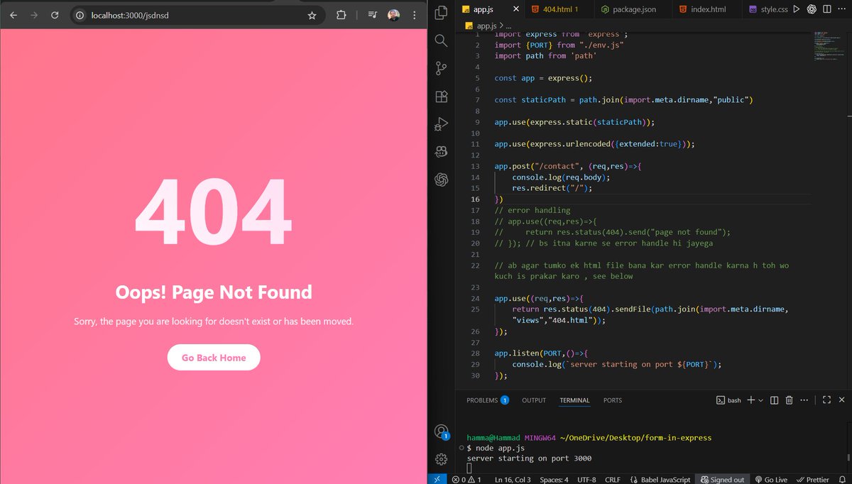 hammadraza_in's tweet image. error handling in nodejs 
#backend #WebDev  #Project2025