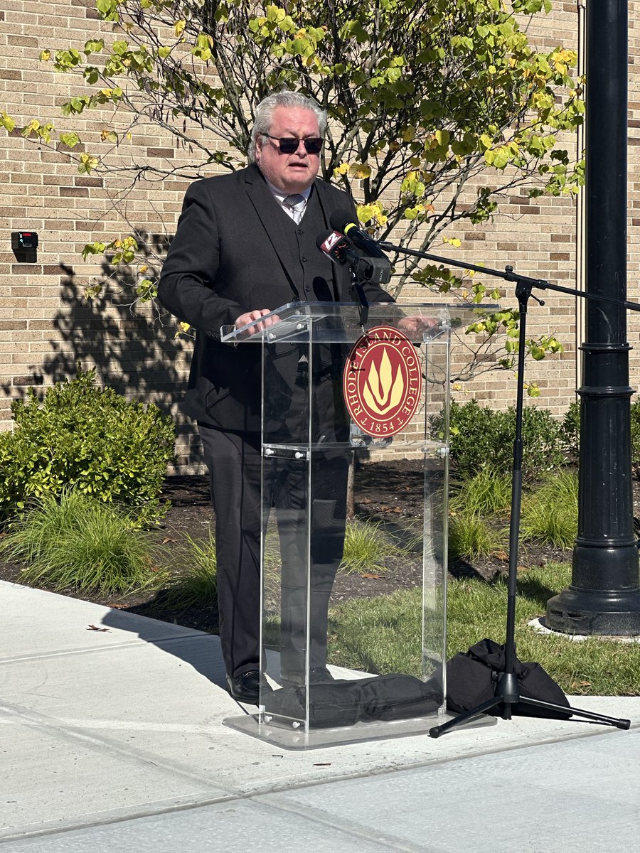 Rep. William W. O’Brien speaking at the ribbon cutting of the new RIC Clarke Science Building.