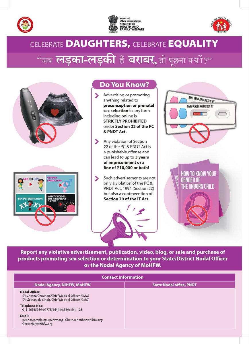 MoHFW_INDIA's tweet image. A society that celebrates its daughters is a society that prospers. This #InternationalDayOfTheGirlChild lets pledge to #EndGenderBiasedSexSelection and champion equality for every girl
#PCPNDTAct #GirlEmpowerment #EqualityForAll #SayNoToSexSelection #GirlPower