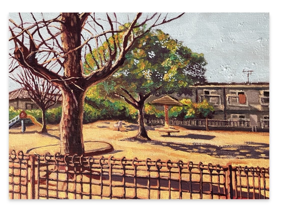 油彩・キャンバス・F4号
#油絵　#油彩　#油彩画　#作品　#公園　#絵画　#画家
#絵　#松村盛仁  #熊本　#art #oiloncanvas #oilpainting #color #colorful  #artist