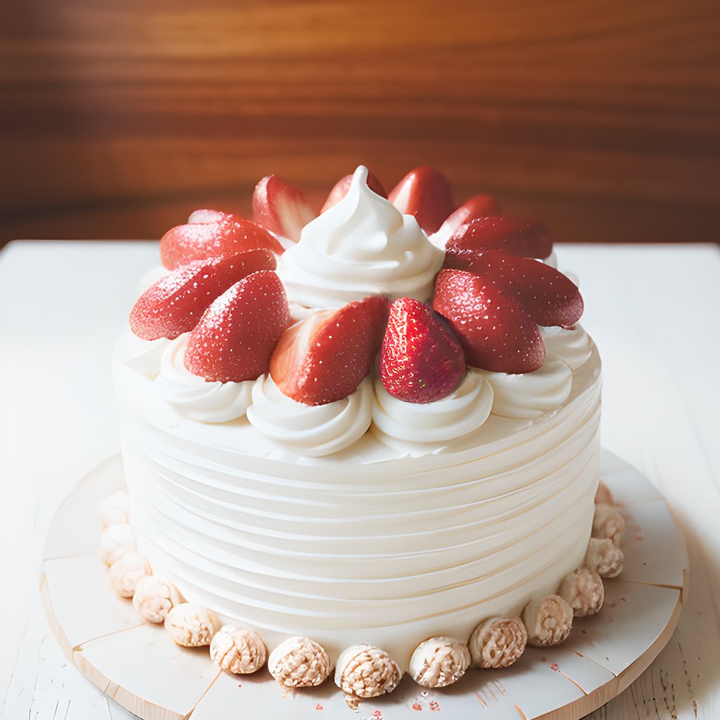 KOffice_KAORI's tweet image. 【#SDミニTips 029🍬】

★スイーツ広告作成シリーズ★

その1　AIでスイーツを🍰

人物だけじゃない！

SDは“食べ物”も得意🍓

プロンプト次第で、広告素材にも使える
リアルなホールケーキがこの通り✨

次回は、このケーキ広告のための背景を作成🎂

#StableDiffusion #広告デザイン #商品撮影代行